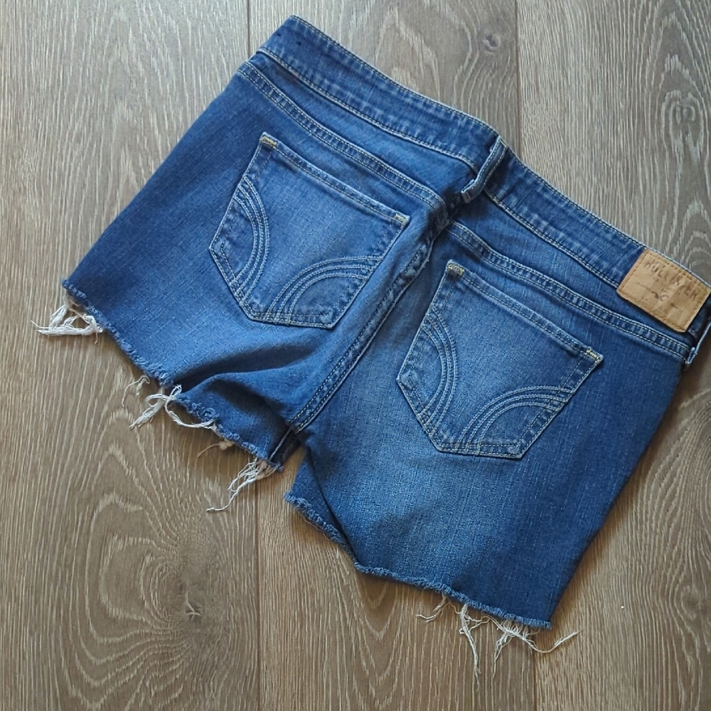 Hollister Blue Jean Shorts Distressed Cut-Off Style Super Short - Picture 4 of 4
